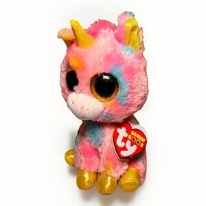 Ty Beanie Boos Fantasia Unicorn Plush 6” Pink Tie-Dye with Tag